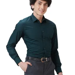 Park Avenue Green Cotton Slim Fit Shirt image 4