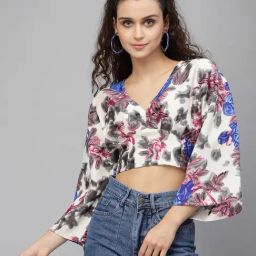 KASSUALLY White Printed Crop Top-picture-15