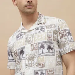 Code by Lifestyle Beige Cotton Regular Fit Printed Shirt image 4