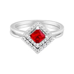 GIVA 92.5 Sterling Silver Princess in Red Rings - Set of 2 image 4