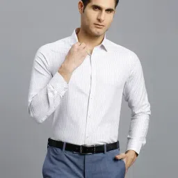 Reid & Taylor White Cotton Slim fit Stripes Shirt-picture-15