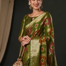 Saree Mall Green Woven Saree With Unstitched Blouse image 4