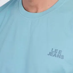 Lee Blue Loose Fit Printed Cotton Oversized Crew T-Shirt image 4