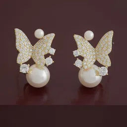 Kushal's Fashion Jewellery 92.5 Sterling Silver Gold Plated Zircon Quirky Studs Earrings-picture-12