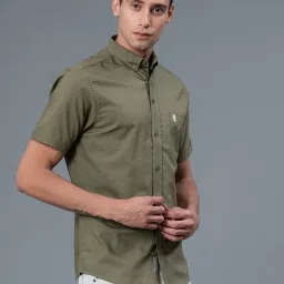Red Tape Olive Cotton Regular Fit Shirt image 4