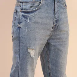 Camla Blue Cotton Regular Fit Faded Ripped Jeans image 4