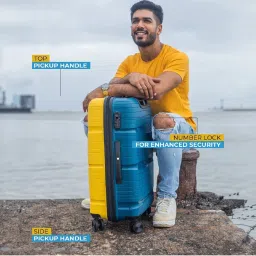 Nasher Miles Nicobar Hard-Sided Polypropylene Check-in Yellow and Navy Blue 24 inch|65cm Trolley Bag image 4