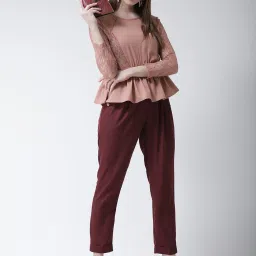 KASSUALLY Pink Self Design Top image 4