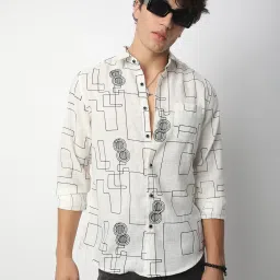 Vastrado White Cotton Relaxed Fit Self Pattern Shirt image 4