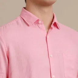 Linen Club Pink Contemporary Fit Linen Shirt image 4