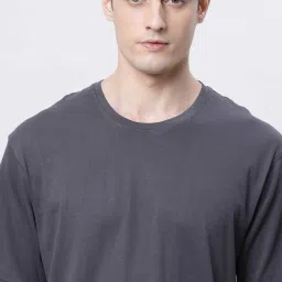 Kryptic Grey Relaxed Fit Printed Oversized Crew T-Shirt image 4