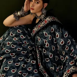 Saree Mall Grey Printed Sarees With Unstitched Blouse image 4