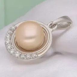 Sri Jagdamba Pearls 925 Silver Olivia Simple Pearl Pendant-image-12
