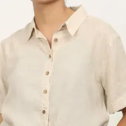 Saltpetre Beige Linen Relaxed Fit Shirt image 5