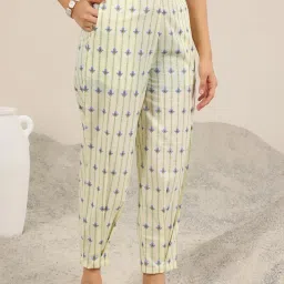 Libas Off White Cotton Floral Kurta and Pant image 4