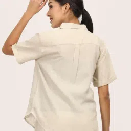 Saltpetre Beige Linen Relaxed Fit Shirt image 2