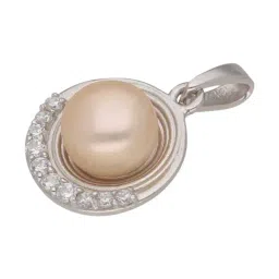 Sri Jagdamba Pearls 925 Silver Olivia Simple Pearl Pendant image 3