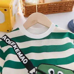 Little Surprise Box Unisex Green Printed Shorts Set image 4