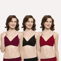 AROUSY Maroon & Black Cotton Bra Panty Set - Pack Of 3-picture-15