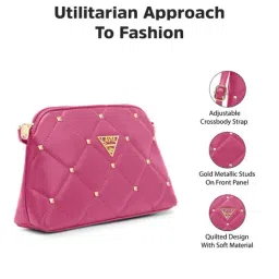 LAVIE Signature Pink Quilted Sling Handbag image 2