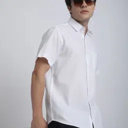 R&B White Cotton Regular Fit Shirt image 3