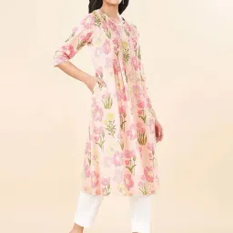 Rangmanch by Pantaloons Pink Cotton Printed A Line Kurta image 3