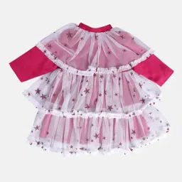 MINIKLUB Girls Pink Shimmer Full Sleeves Dress-image-81