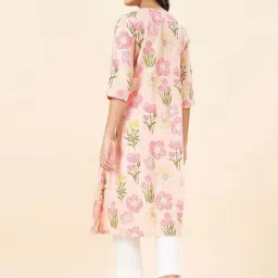 Rangmanch by Pantaloons Pink Cotton Printed A Line Kurta image 2