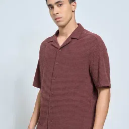 Street 808 By Pantaloons Brown Relaxed Fit Texture Shirt image 3