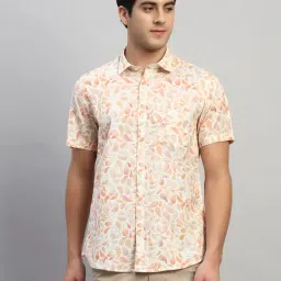 Cantabil Orange Regular Fit Printed Casual Shirt-image-8