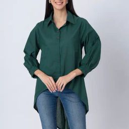 Moomaya Green Cotton Regular Fit Casual Shirt-picture-36
