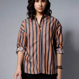 High Star Multicolor Striped Oversized Shirt-image-68