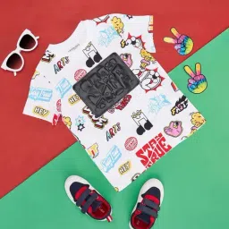 Pantaloons Junior Boys White Cotton Printed T-Shirt-image-37