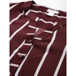 Qurvii Maroon & White Striped Shirt image 5