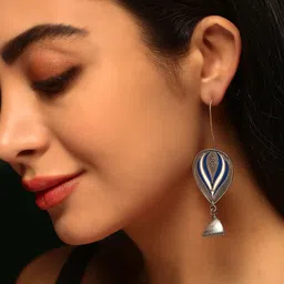 Priyaasi Silver Plated Oxidized Contemporary Drop Earrings-picture-14