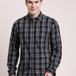 Turtle Checked Spread Collar Long Sleeves Pure Cotton Relaxed Slim Fit Casual Shirt-picture-17