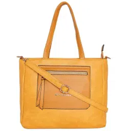 Giordano Ochre Yellow Solid Large Shoulder Handbag-image-1