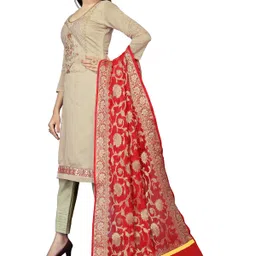 HERE&NOW Embellished Unstitched Dress Material image 3