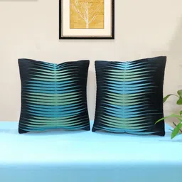 Mid July Home Black & Blue Set of 2 Velvet Square Cushion Covers-image-27