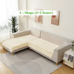 HOKIPO Beige Solid Other 2 Piece Sofa Cover-image-9