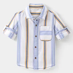 INFINITY Full Sleeves Striped Shirt - Blue-picture-12