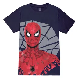 Wear Your Mind Cotton Blend Marvel Avengers Featuring Half Sleeves Spider Man Character Printed Tee - Navy Blue-picture-12