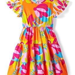 Pine Kids Cotton Knit Half Sleeves Frock With Floral Print - Multicolor-picture-45