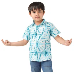 BABY CLOSET Pure Cotton Half Sleeves Tie Dye Shirt - Teal Blue-picture-27