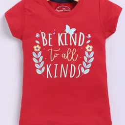 Parrot Crow Cotton Knit Short Sleeves Be Kind To All Kind Text Printed Tee - Dark Red-picture-24