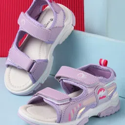 Cute Walk by Babyhug Velcro Closure Sandals with Text Applique - Purple-picture-19