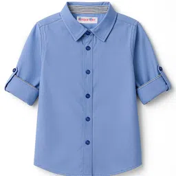 kookie kids india Kookie Kids Cotton Woven Full Sleeves Solid Color Oxford Shirt - Blue-picture-25
