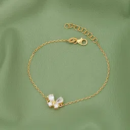 DressBerry Women Cubic Zirconia 18kt Gold-Plated Link Bracelet-image-56