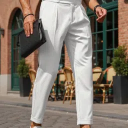 COVZ Men Smart Slim Fit Easy Wash Pleated KoreanTrousers image 2