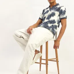 United Colors of Benetton Men Printed Polo Collar Pure Cotton Raw Edge T-shirt image 2